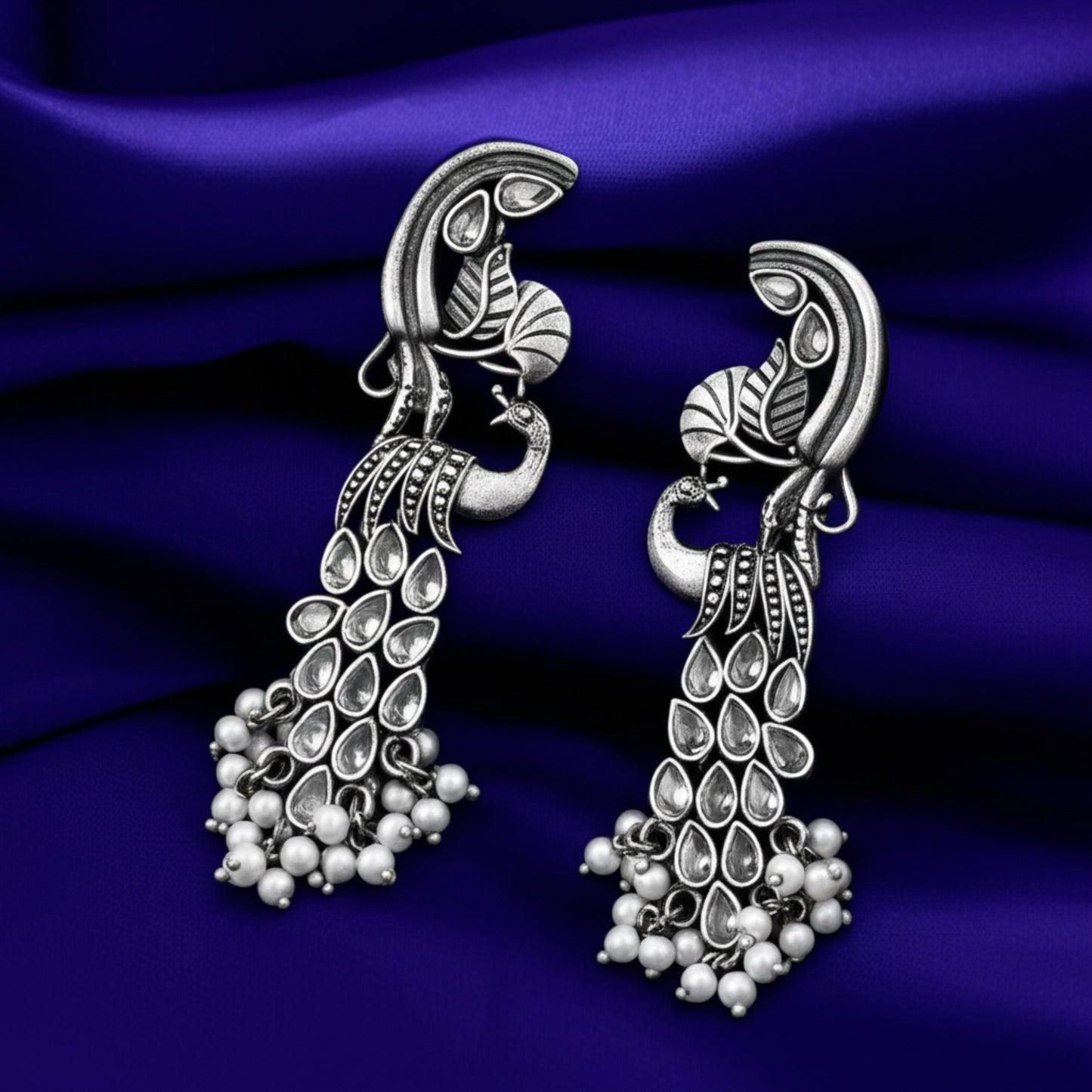 92999-ERO Pretty Precious Fashion Oxidised Silver Stylish Party Wear Earrings for Women and Girls