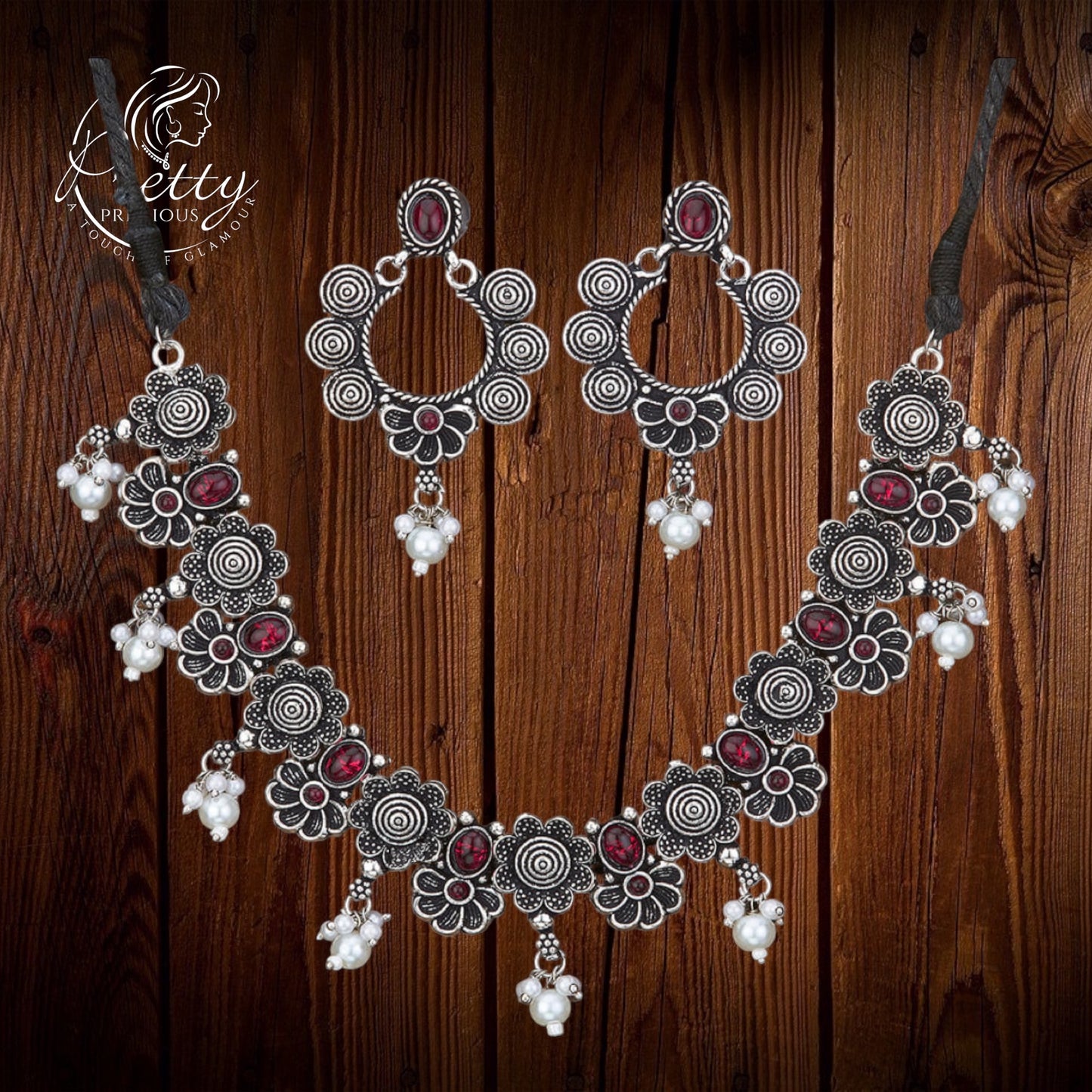 802470 Classic Necklace With Oxidised Plating-Ruby