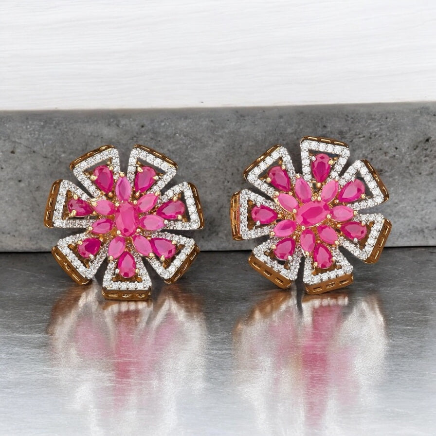 422523 American Diamond Classic Tops With 2 Tone Plating-Ruby