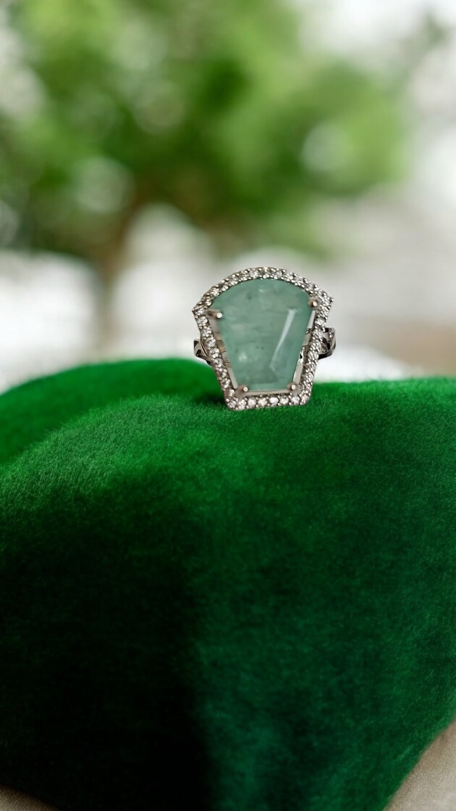 92509-RN Cz Adjustable Ring Green