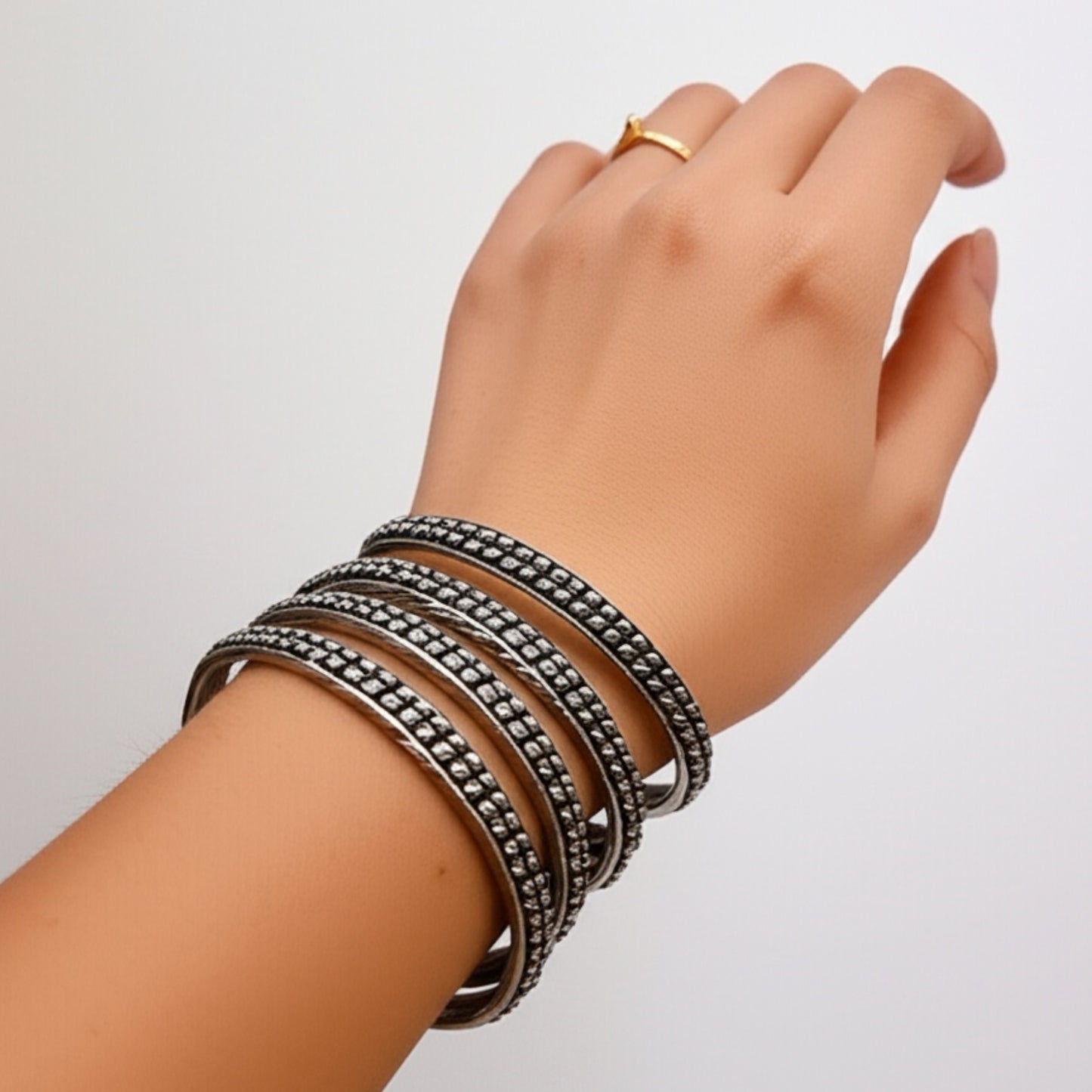 808241 Classic Bangles With Oxidised Plating-Size 2.6
