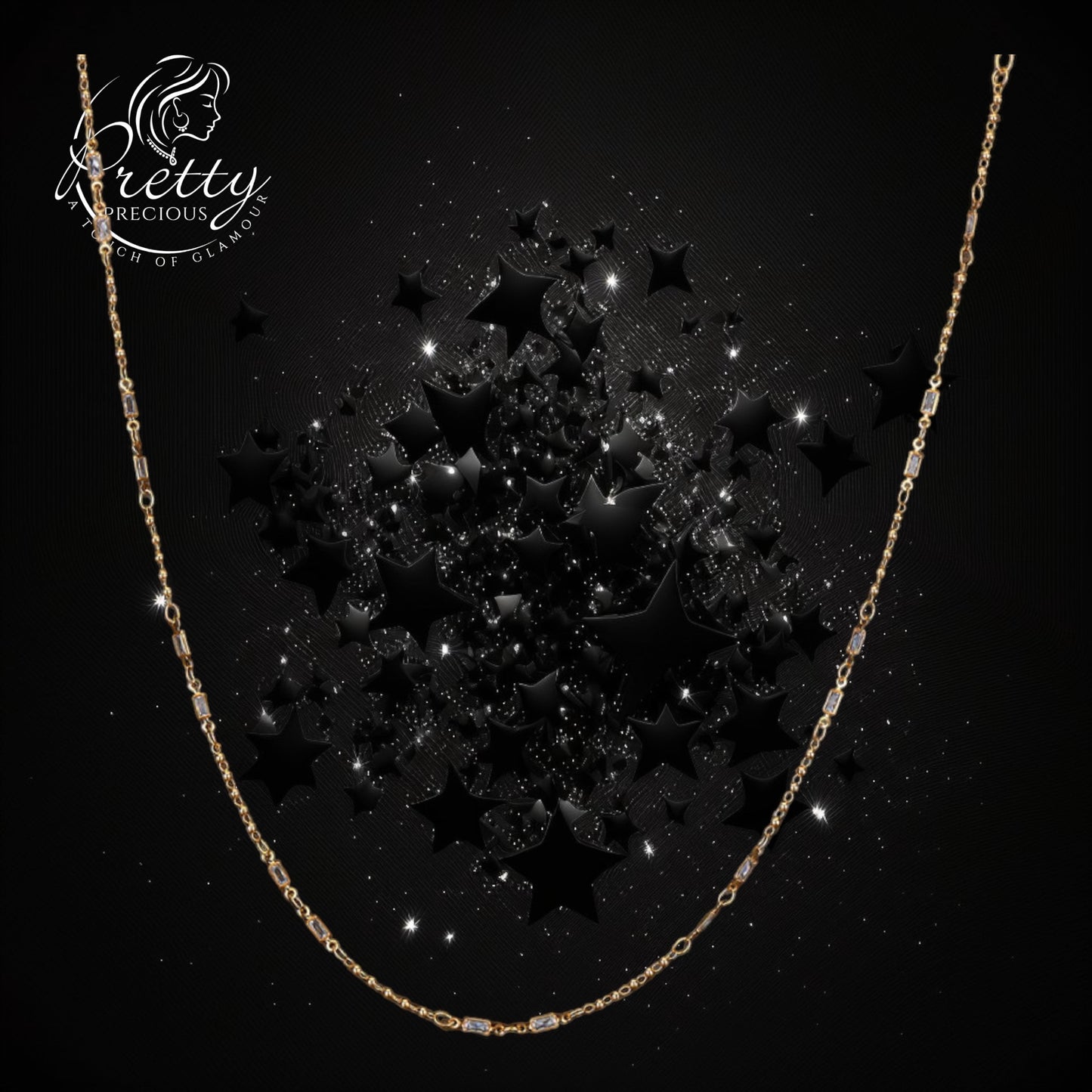 427469 Cubic Zirconia Delicate Chain With Rhodium Gold Plating