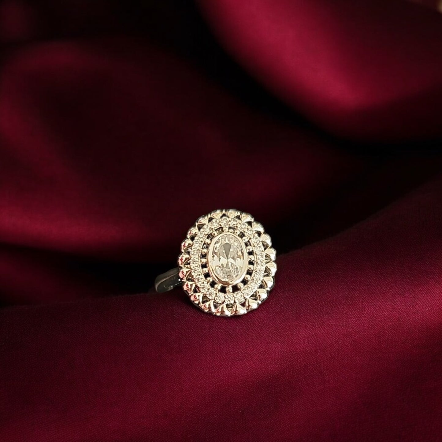 22475 Cz Adjustable Ring Silver