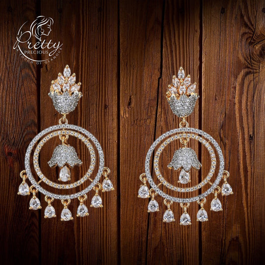 427311 American Diamond Short Earring-2Tone