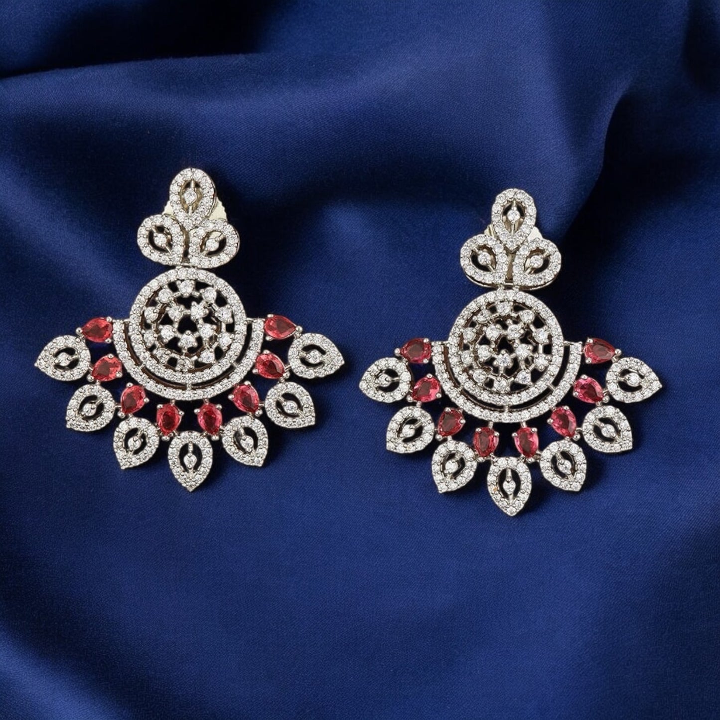 420228-R Earring With Rhodium Plating-Ruby