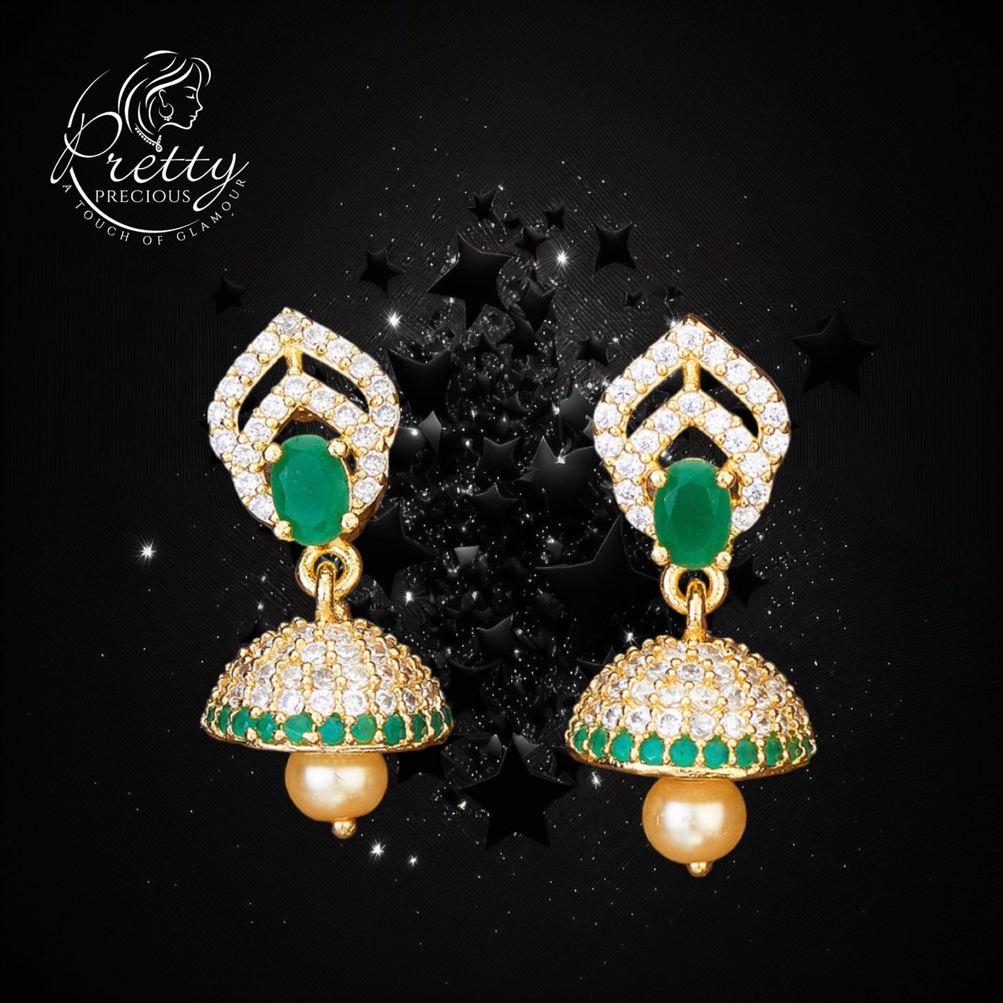 426539 Cubic Zirconia Jhumki With Gold Plating