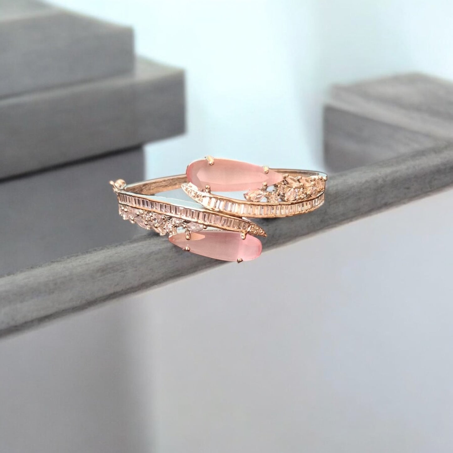 93359-KD Cubic Zirconia Classic Kada With Rhodium Plating-Pink