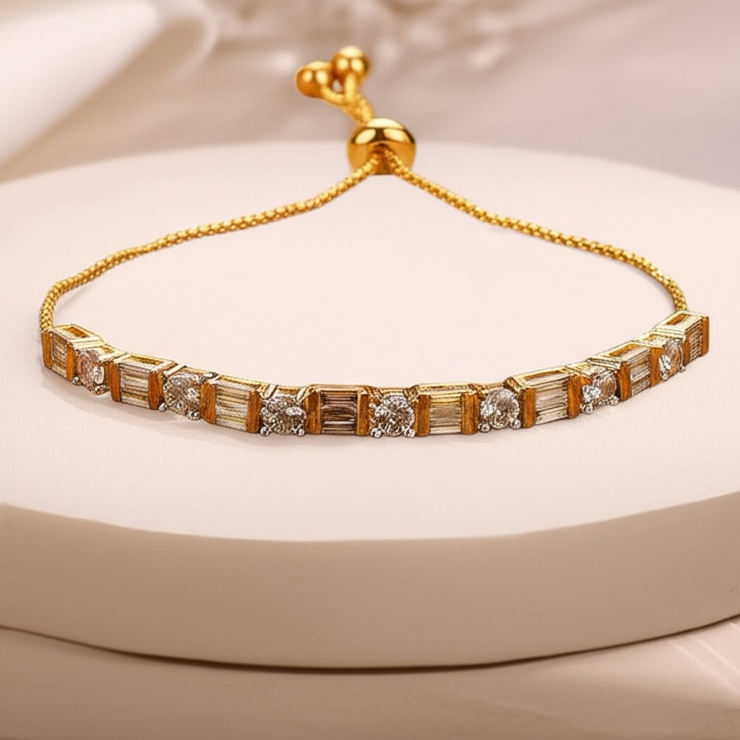 431773 Adjustable Bracelet With Gold Plating-White