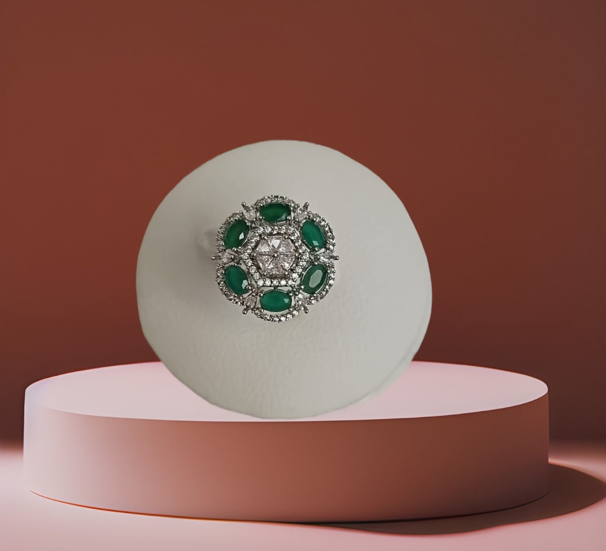 Ring200 Cz Adjustable Ring Green