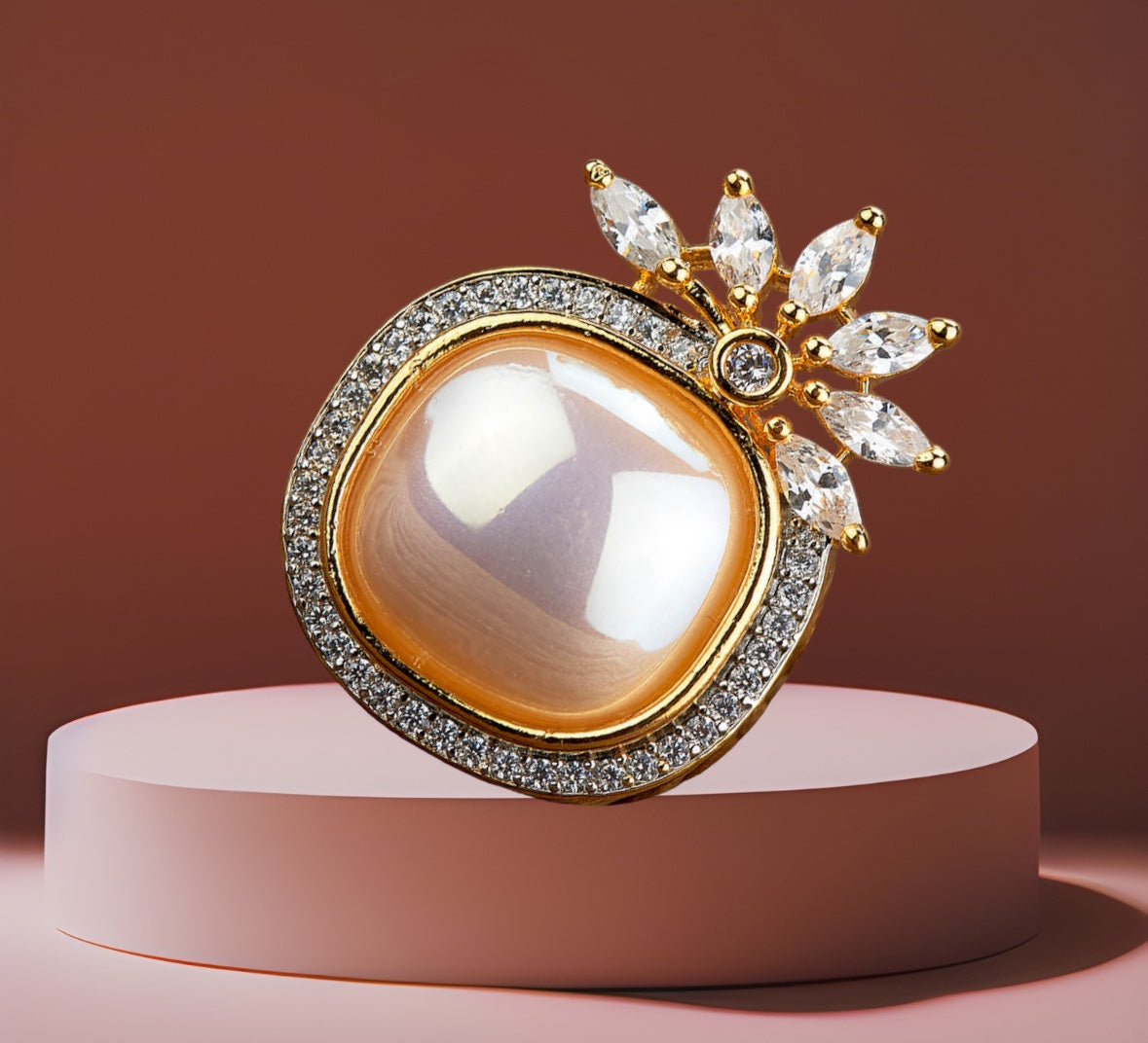 430118-Cz Adjustable Ring With Rhodium 2 Tone Plating-2 Tone