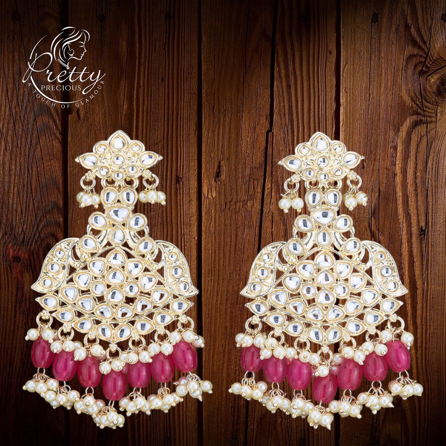 109896 Indo Western Beads Earring With Gold Plating-Rani