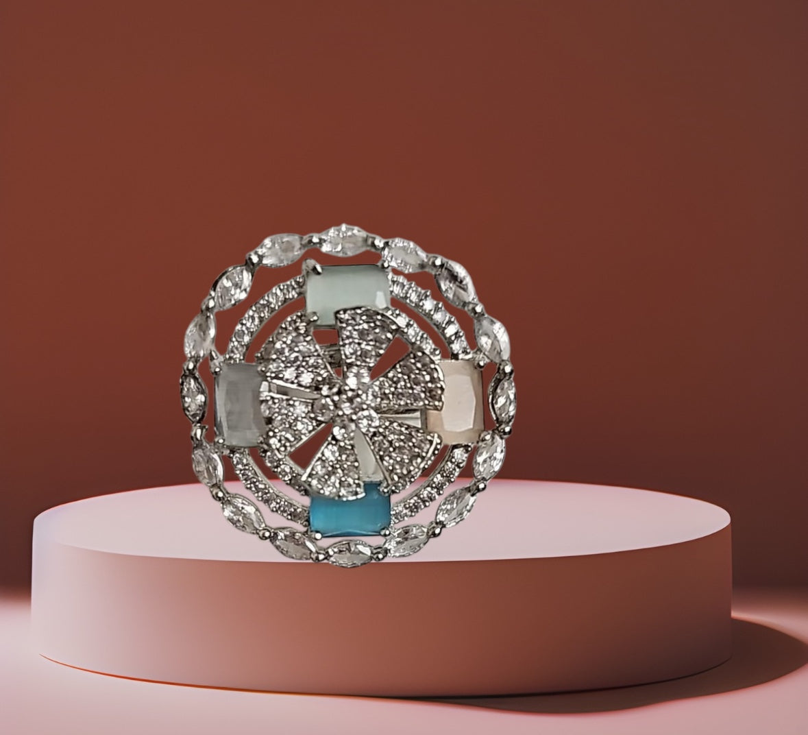 50117 Cz Adjustable Ring Multicolored