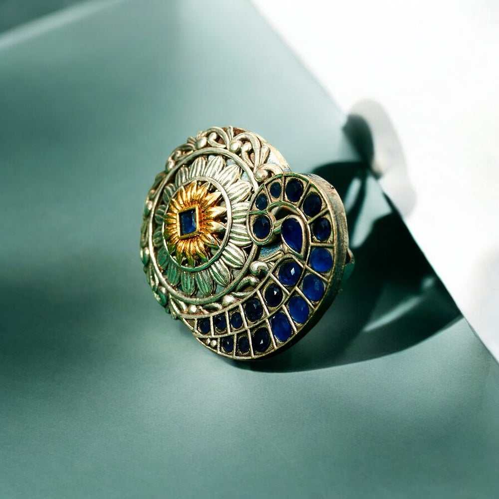 807624 Ring With Oxidised Plating Blue