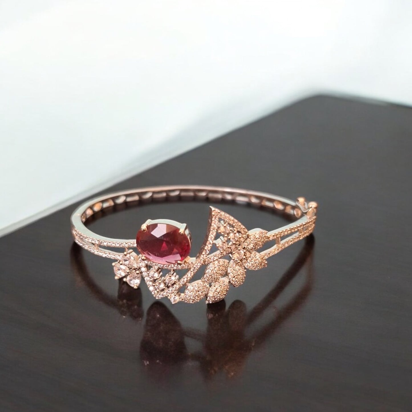 429369 Cubic Zirconia Classic Kada With Rhodium Plating-Ruby