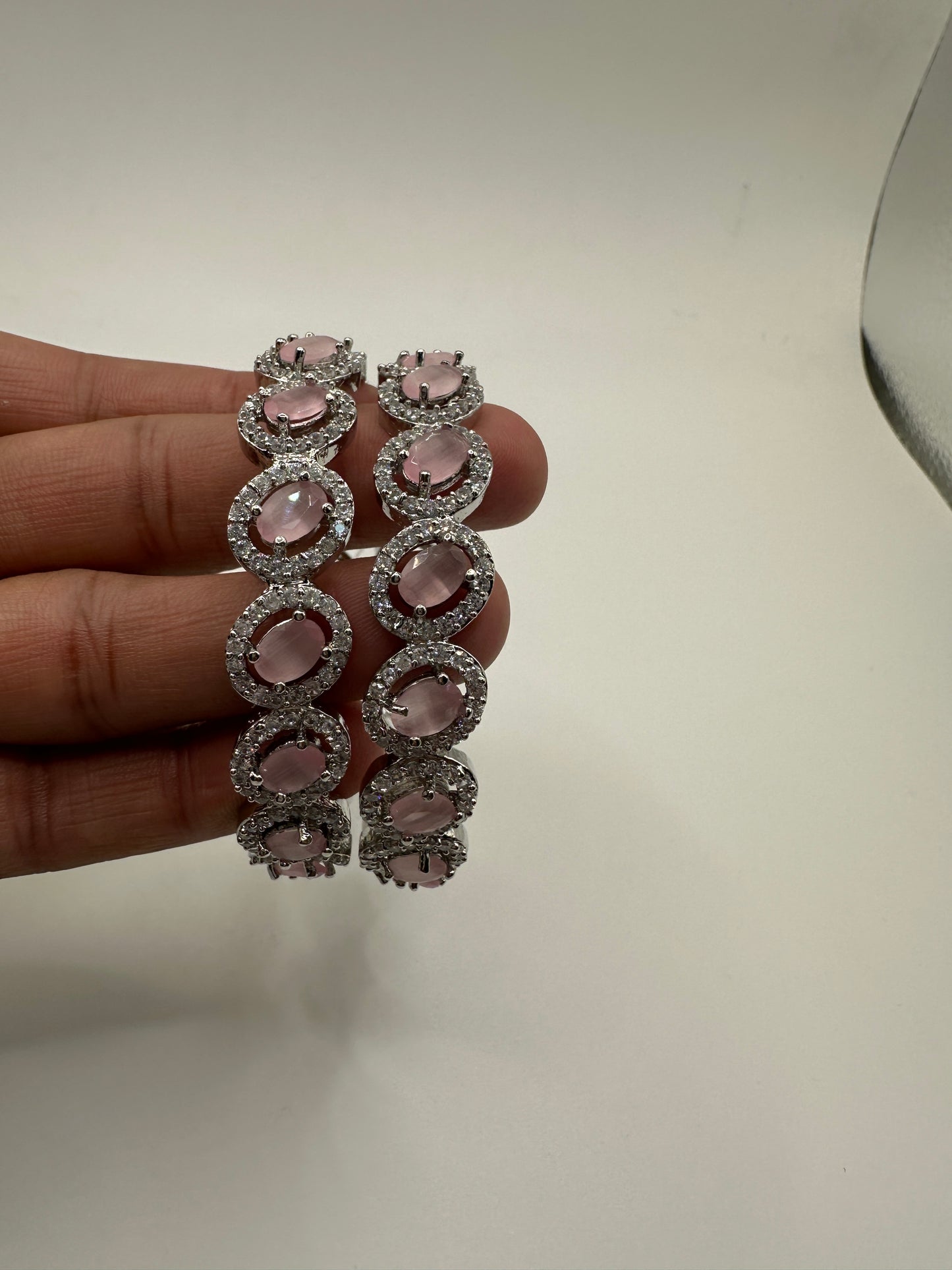 1025 Cz Classic Bangles-Size 2.4-Pink