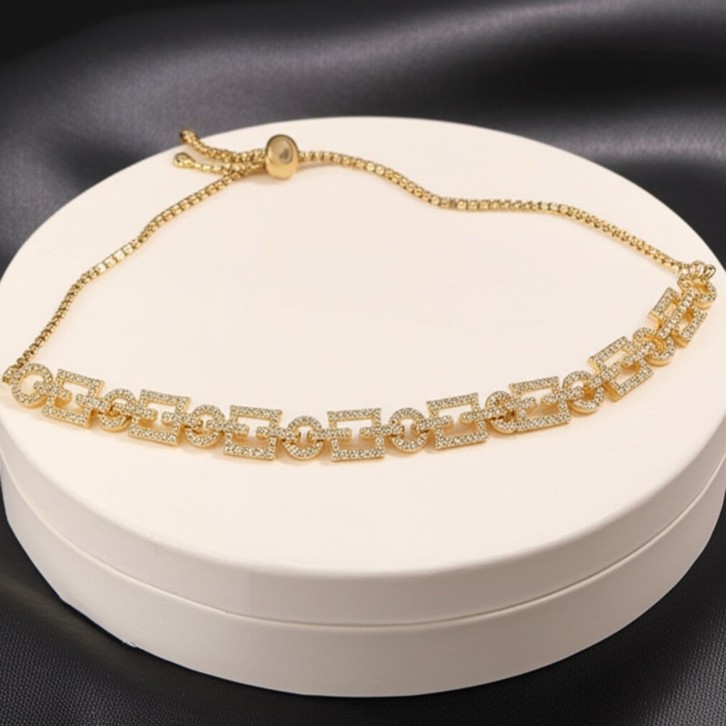 92759-BR Adjustable Bracelet With Rhodium Plating