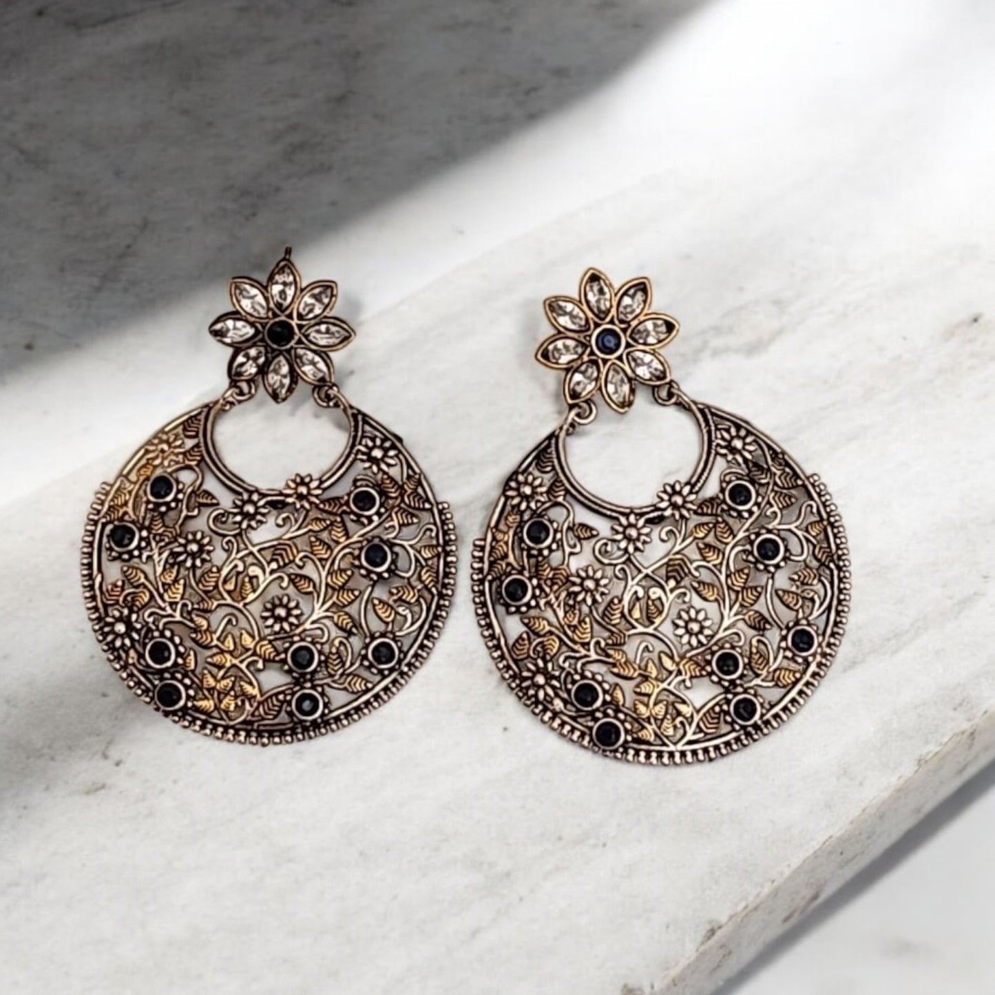 35296 Pretty Precious Fashion Oxidised Silver Stylish Party Wear Earrings for Women and Girls