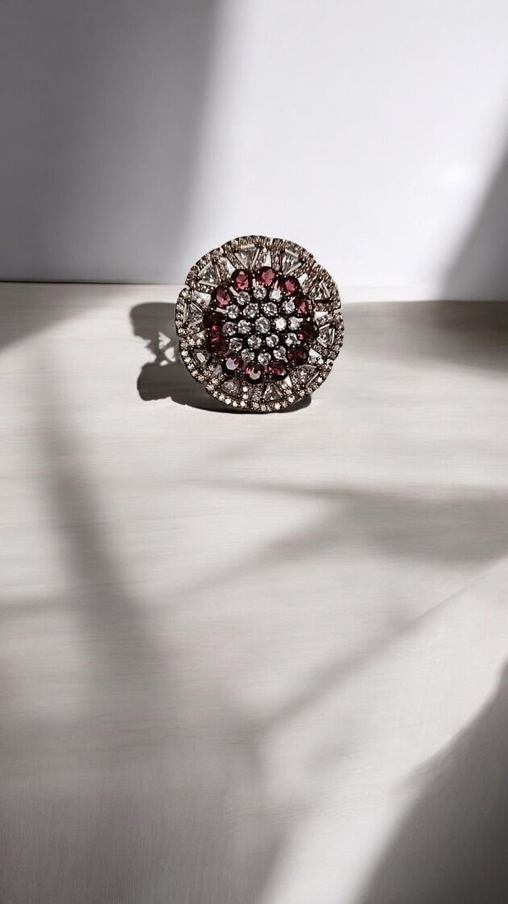 40190 Cz Adjustable Ring Ruby