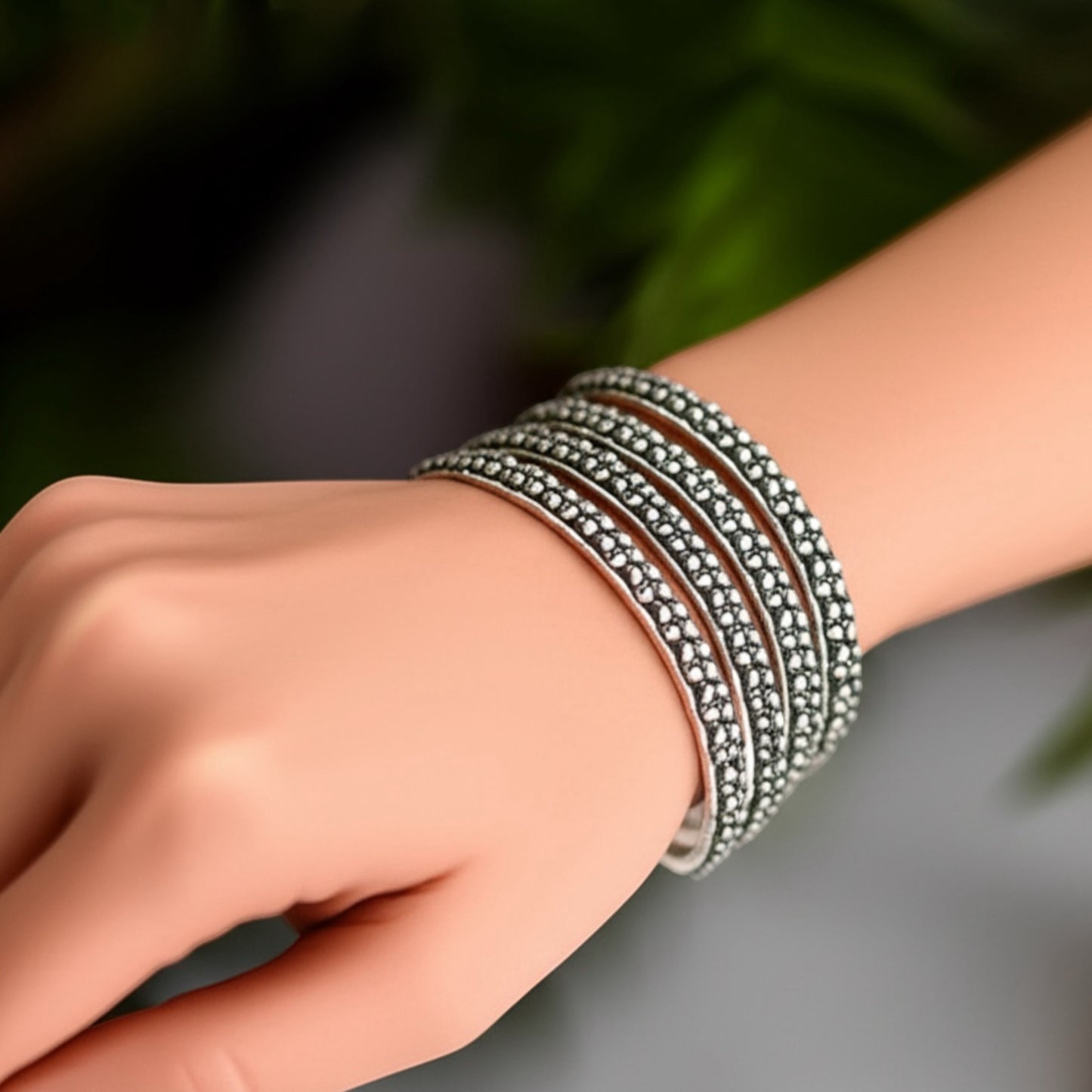808241 Classic Bangles With Oxidised Plating-Size 2.6