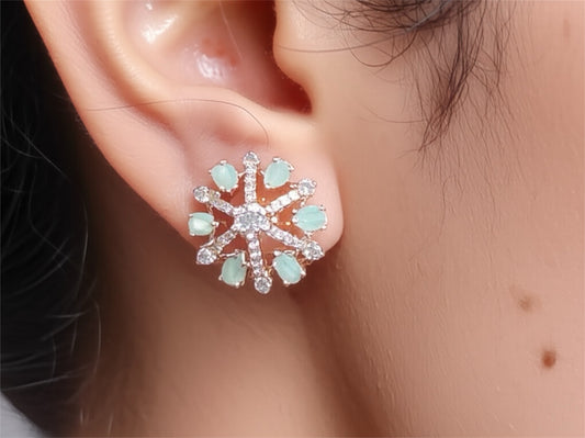 92459-ER  CZ Earring With Gold/Rhodium Plating-Mint