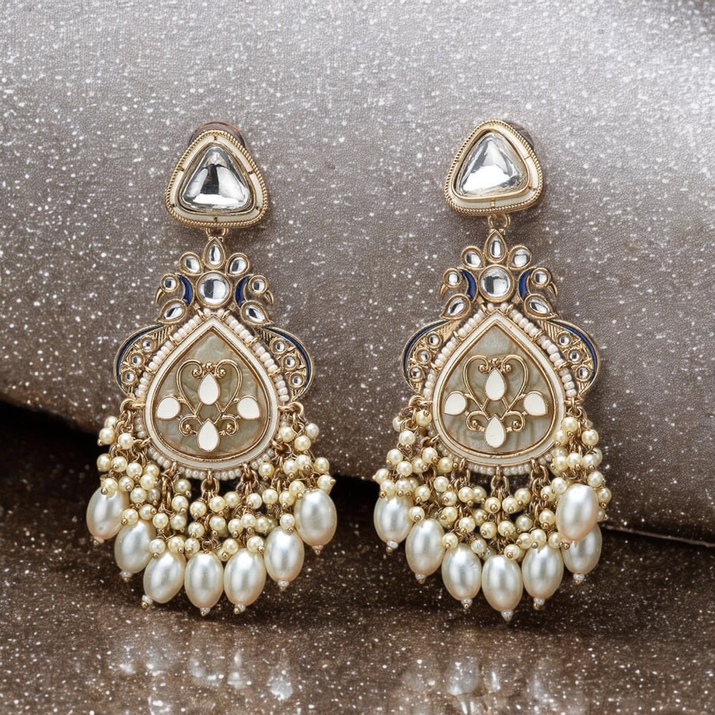 111329-Indo Western (Kundan) Earring-Pearl