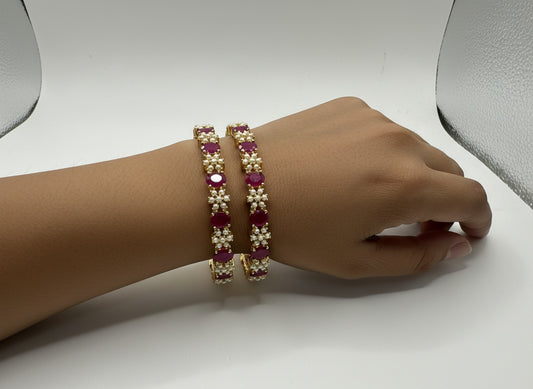 1010 Cz Classic Bangles-Size 2.6- Ruby Moti