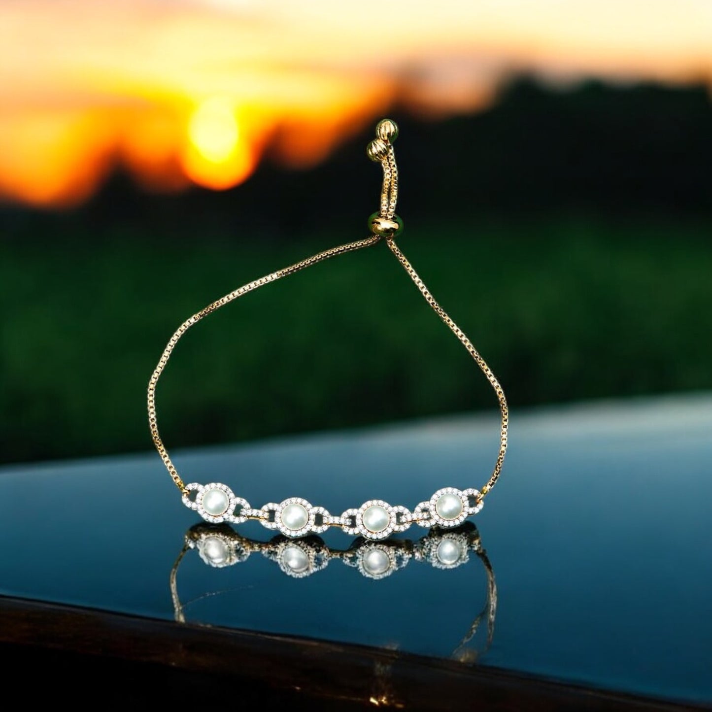 434301 Adjustable Bracelet With Gold Plating-Pearl