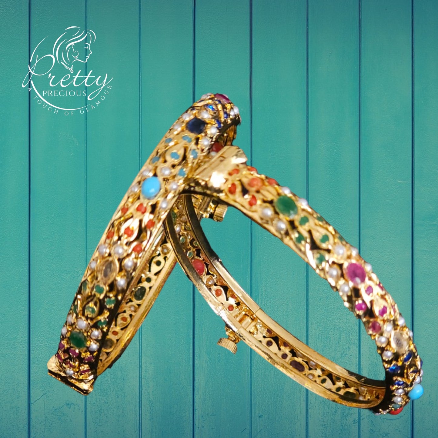 MJ-K-920009- Jadau Classic Bangles With 1 gm 24K Gold Plating