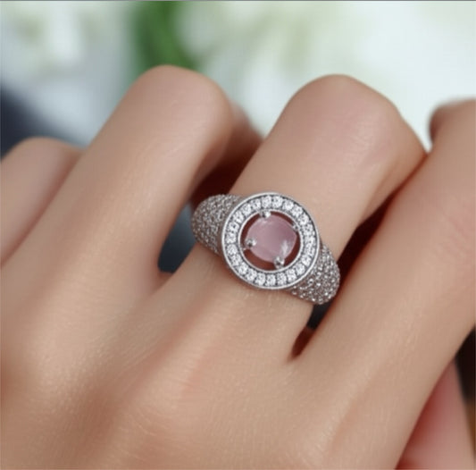 92409-RN Cz Adjustable Ring Pink