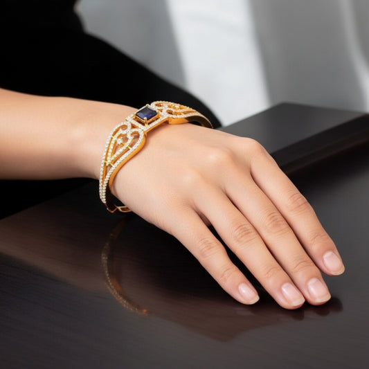 428049 Cubic Zirconia Classic Kada With Gold Plating-Blue