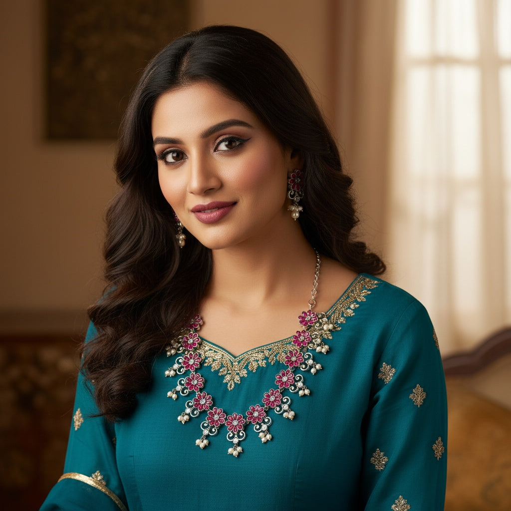 804586 Delicate Necklace With Oxidised Plating