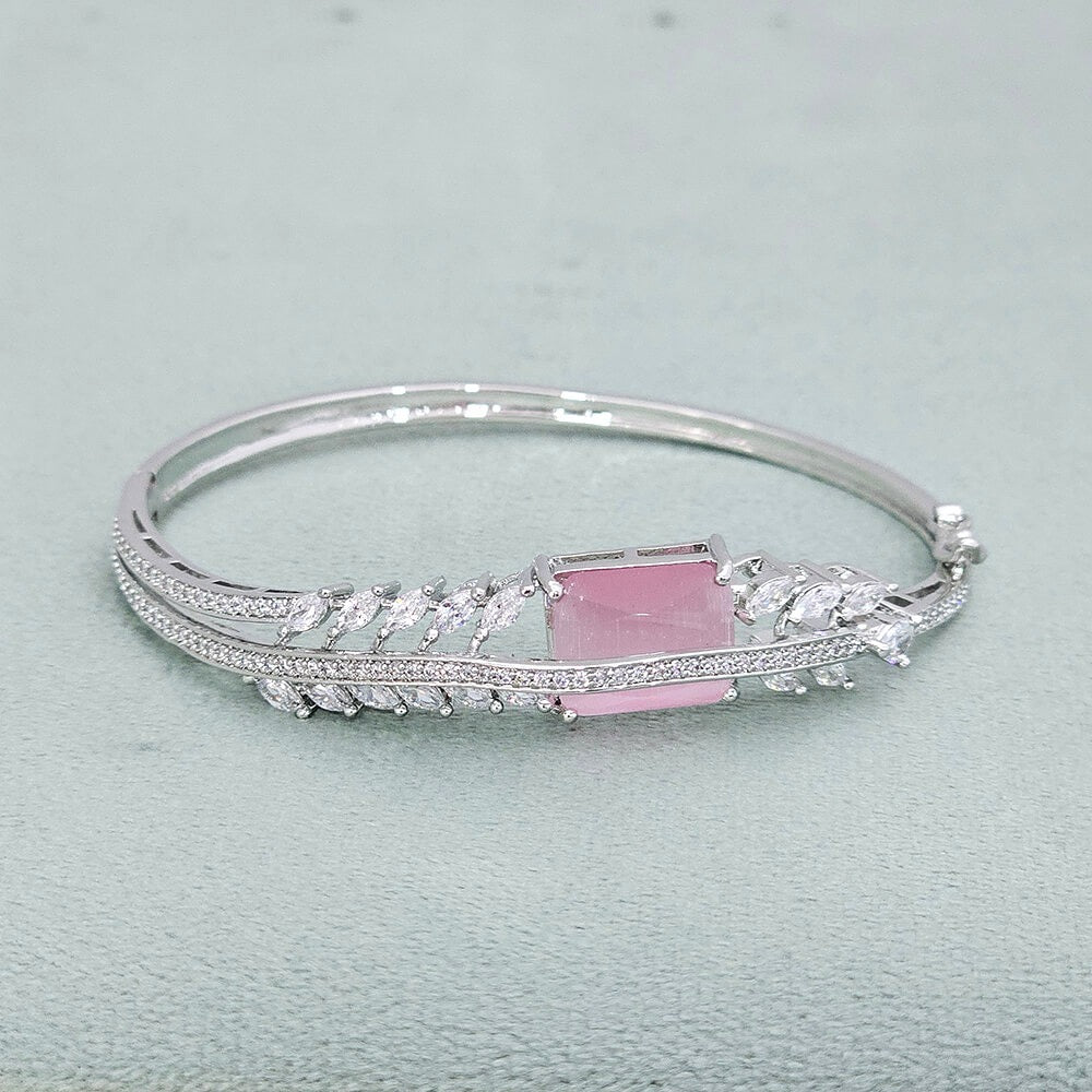437860 Cz Classic Kada With Rhodium Plating-Pink