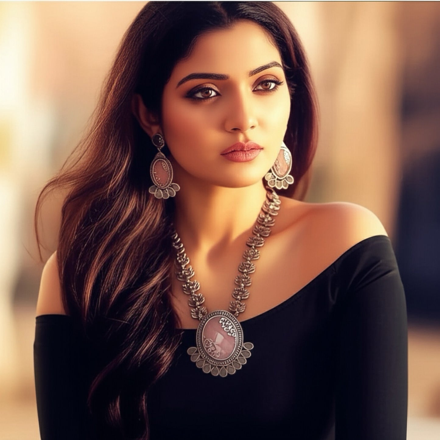 94999-NSO Classic Necklace With Oxidised Plating-Pink