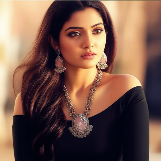 94999-NSO Classic Necklace With Oxidised Plating-Pink