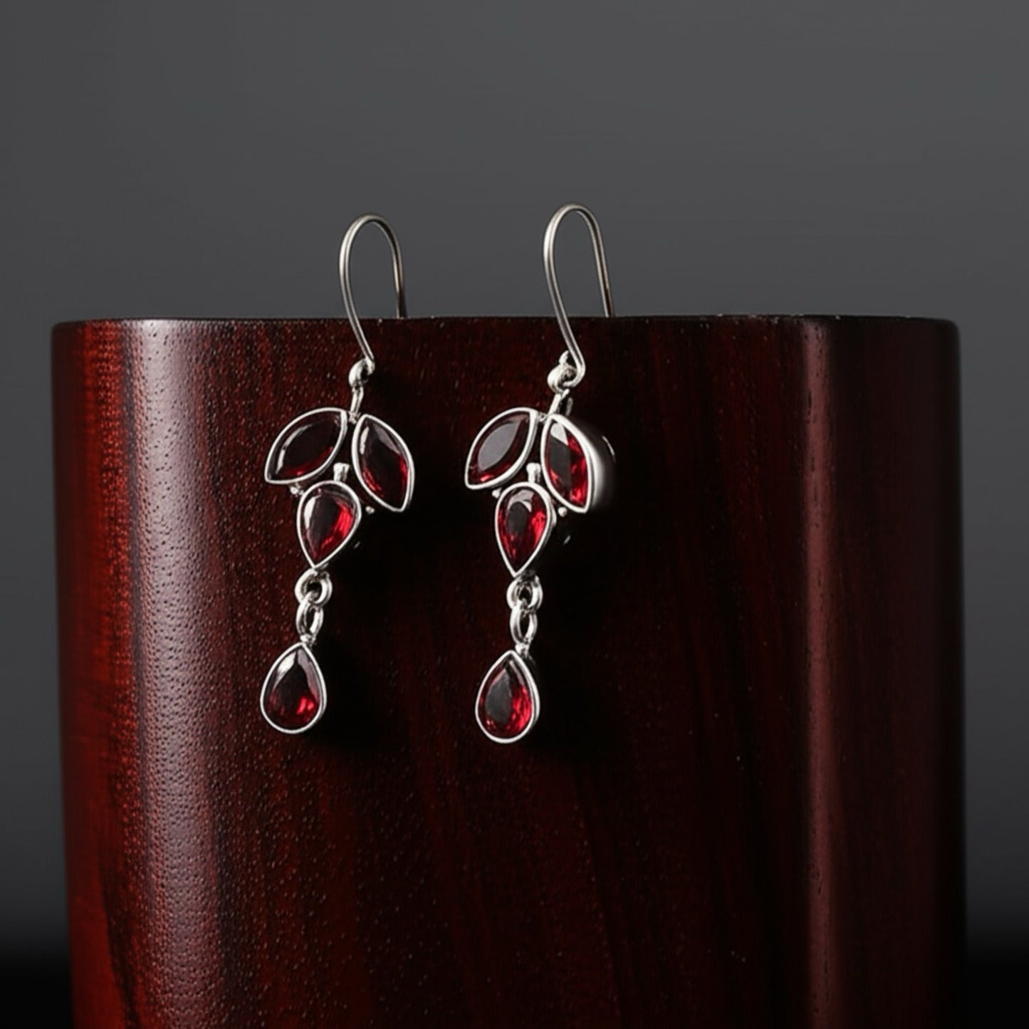 91999-ERO Pretty Precious Fashion Oxidised Silver Stylish Party Wear Earrings for Women and Girls-Ruby
