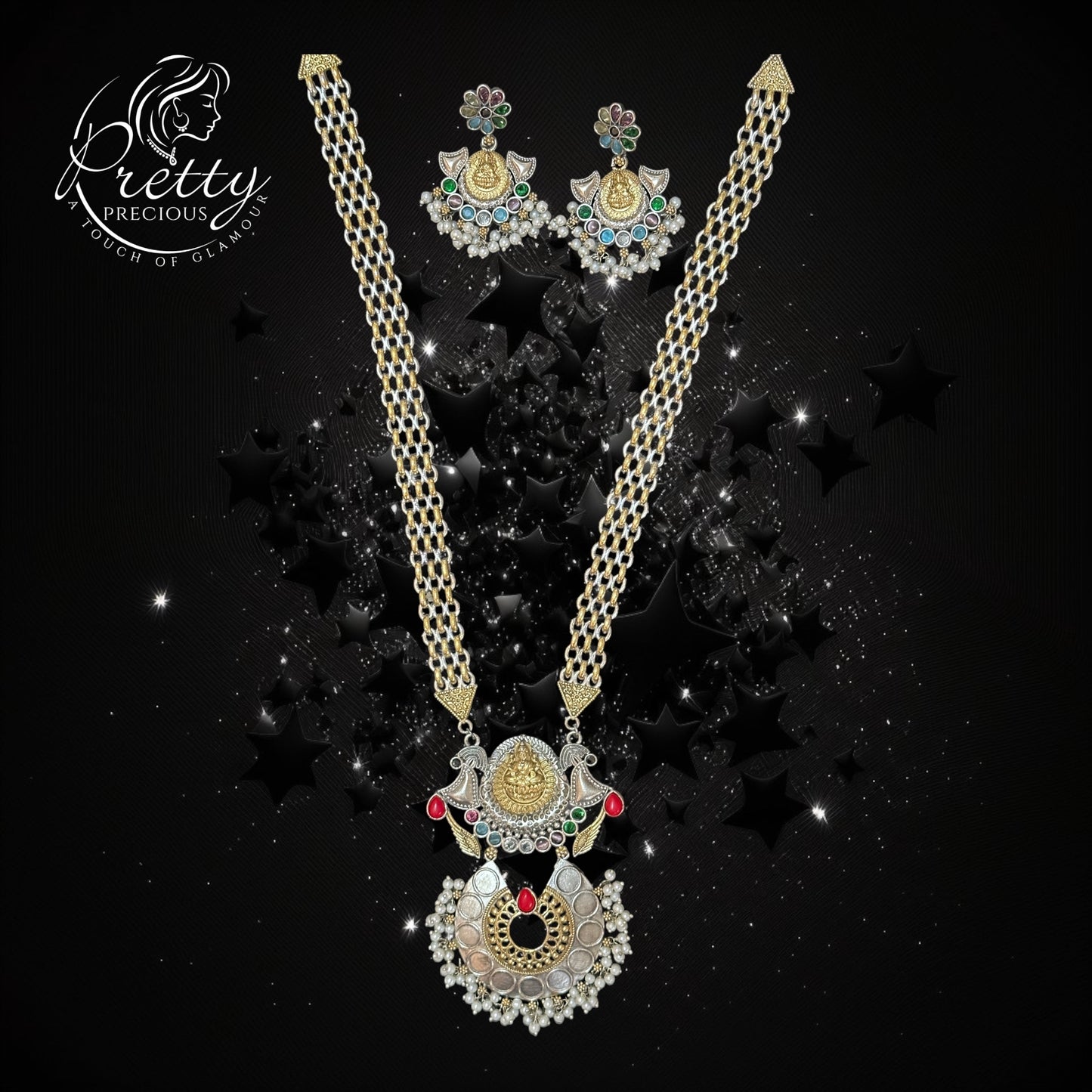 805147 Long Necklace With Oxidised Plating