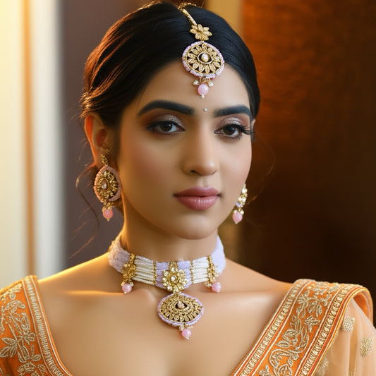 910759-NS Cz Delicate Necklace Pink