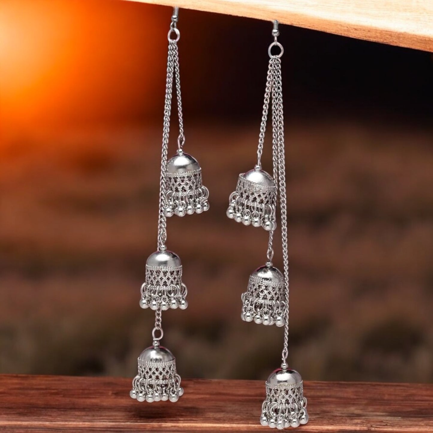 91309-ERO Pretty Precious Fashion Oxidised Silver Stylish Party Wear Earrings for Women and Girls