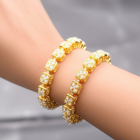 428668 Cz Delicate Bangles With 2 Tone Plating-Size 2.8