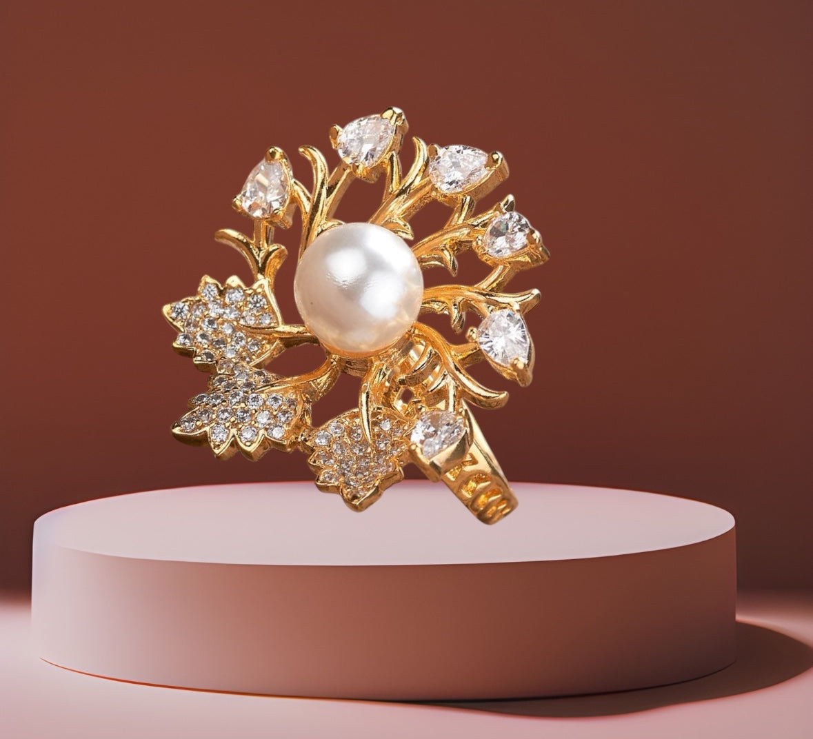 431811 Cz Adjustable Ring Golden