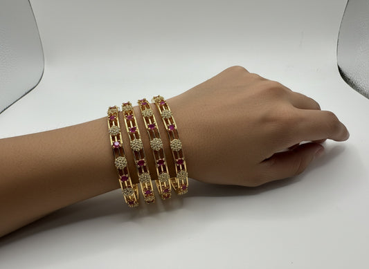 1014 Cz Classic Bangles-Size 2.6- Ruby