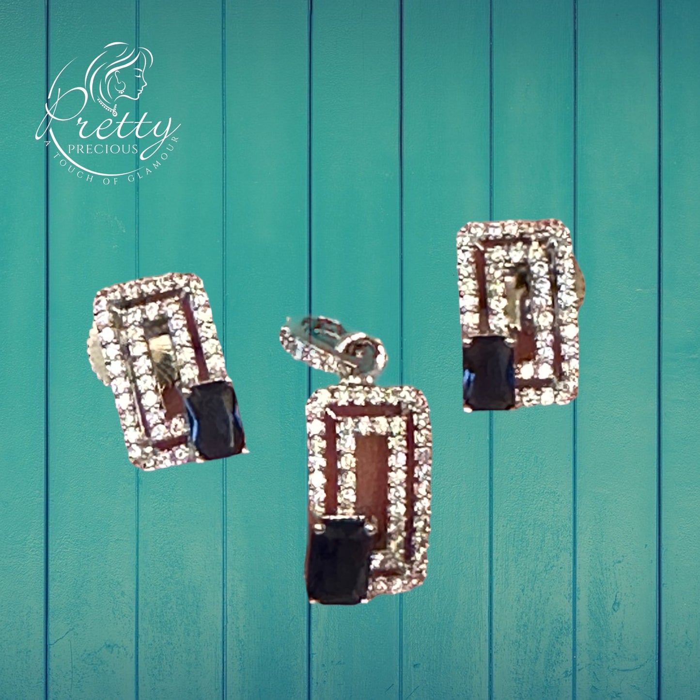 425942 Cz Delicate Pendant Set With 2 Tone Plating