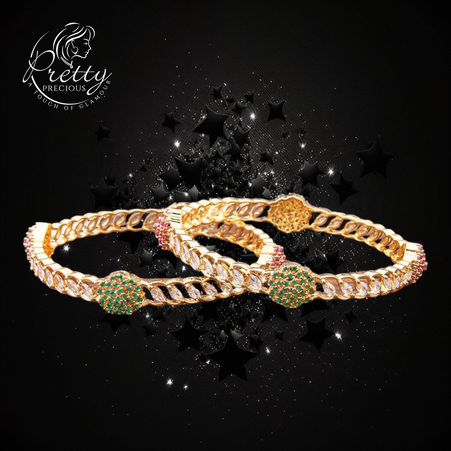 426083 Cz Bangles With Gold Plating-Size 2.4