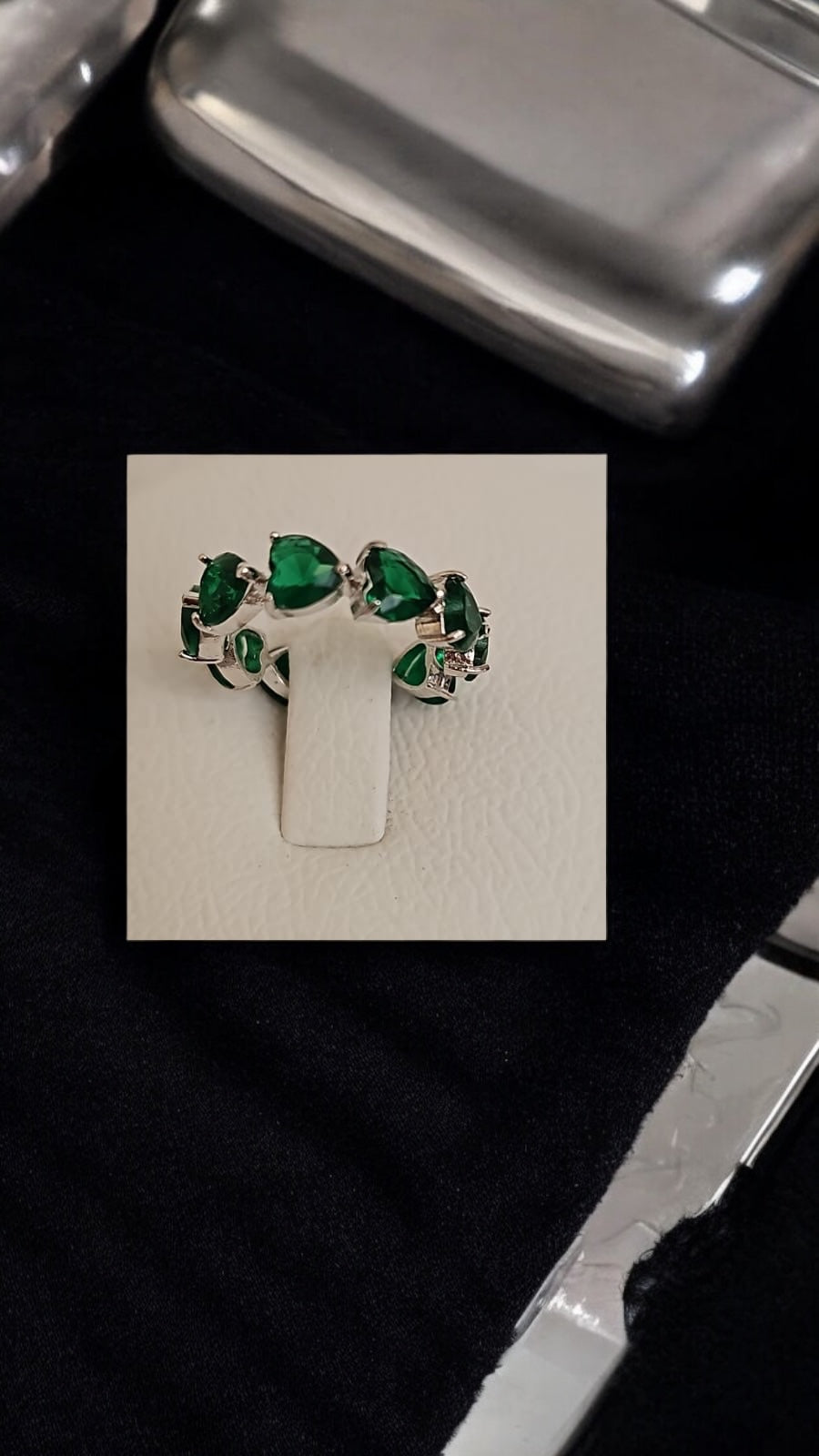 92109-RN Cz Adjustable Ring Green