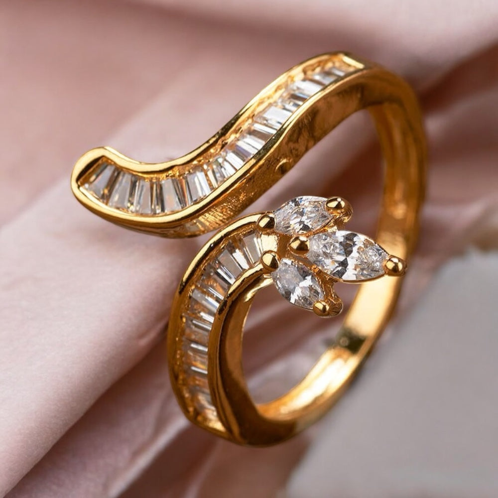 432867 Cz Adjustable Ring 2 Tone