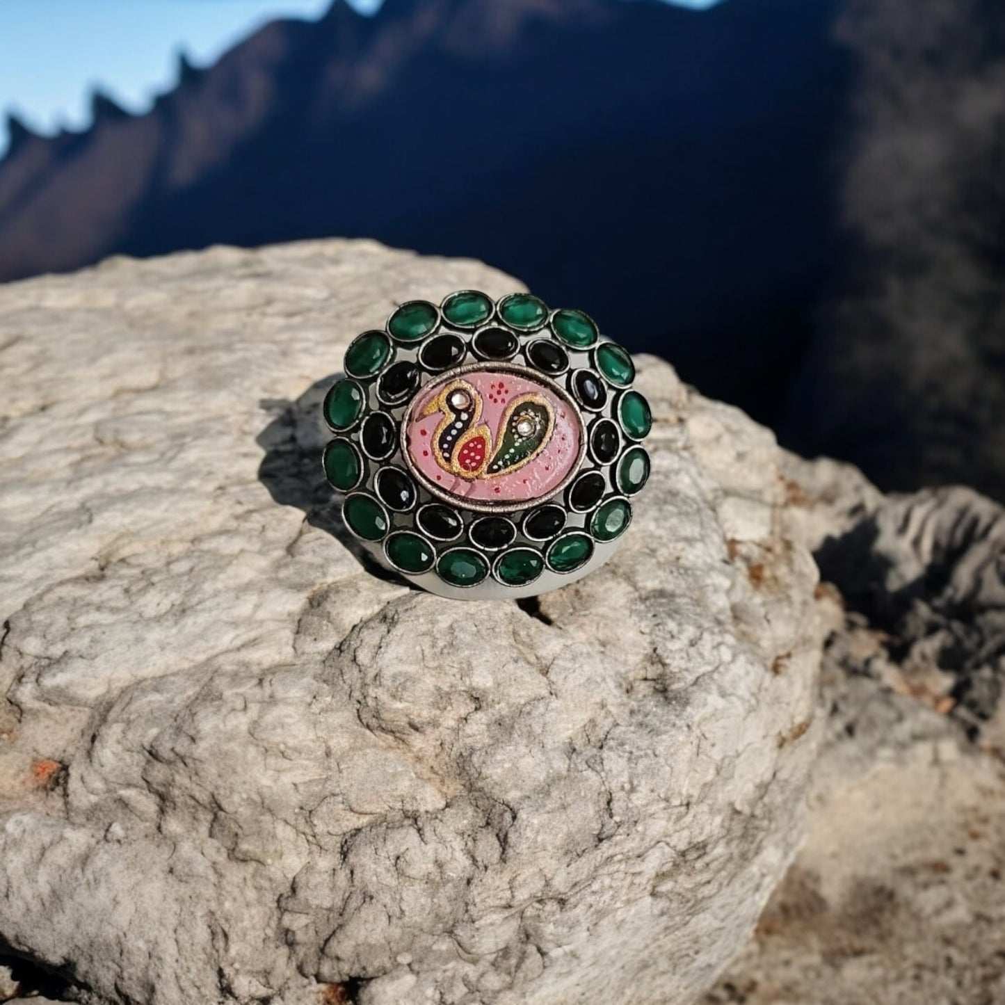 35180 Ring With Oxidised Plating