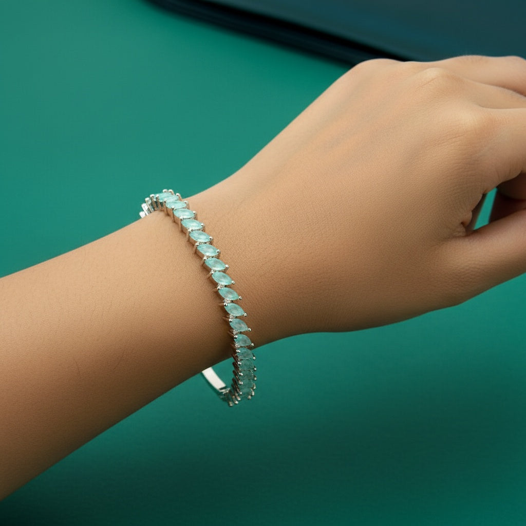 436128 Cz Delicate Kada With Rhodium Plating-Mint