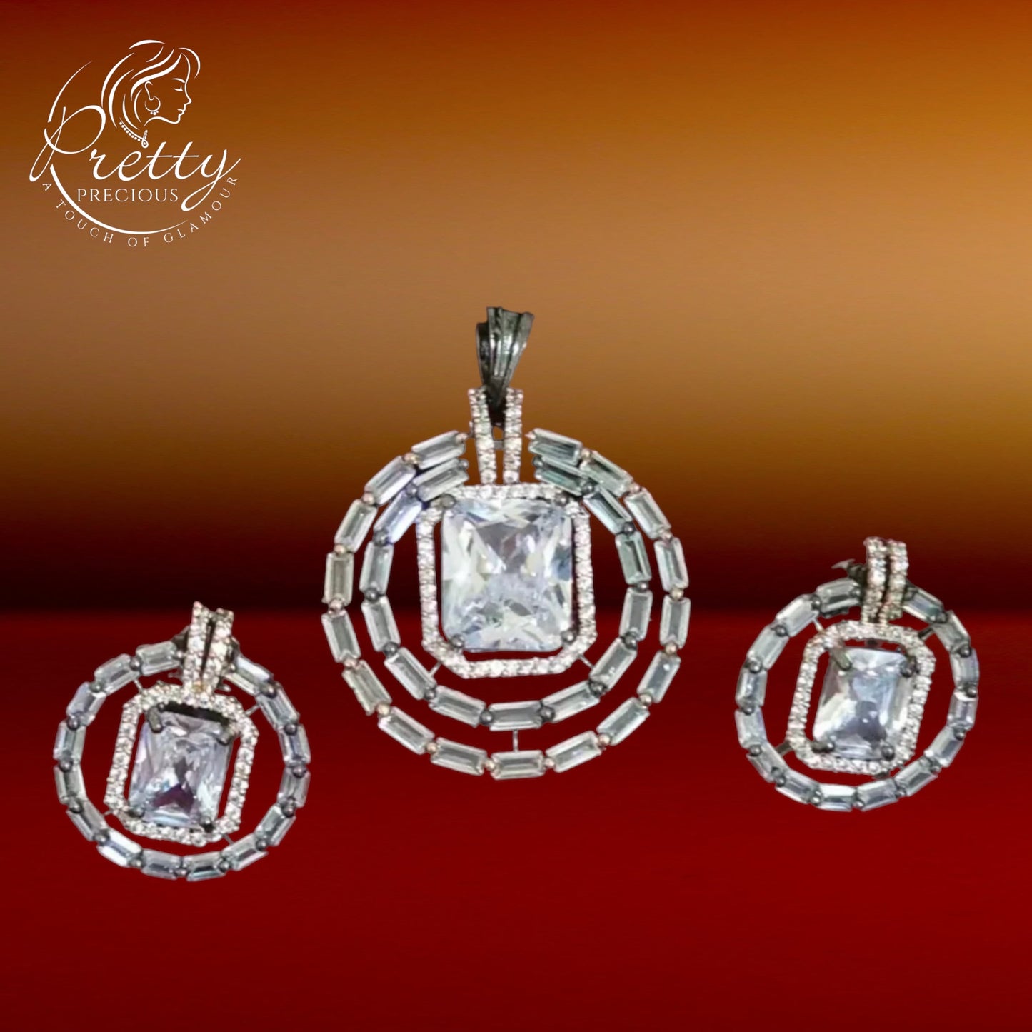426202 Cz Classic Pendant Set With Rhodium Plating