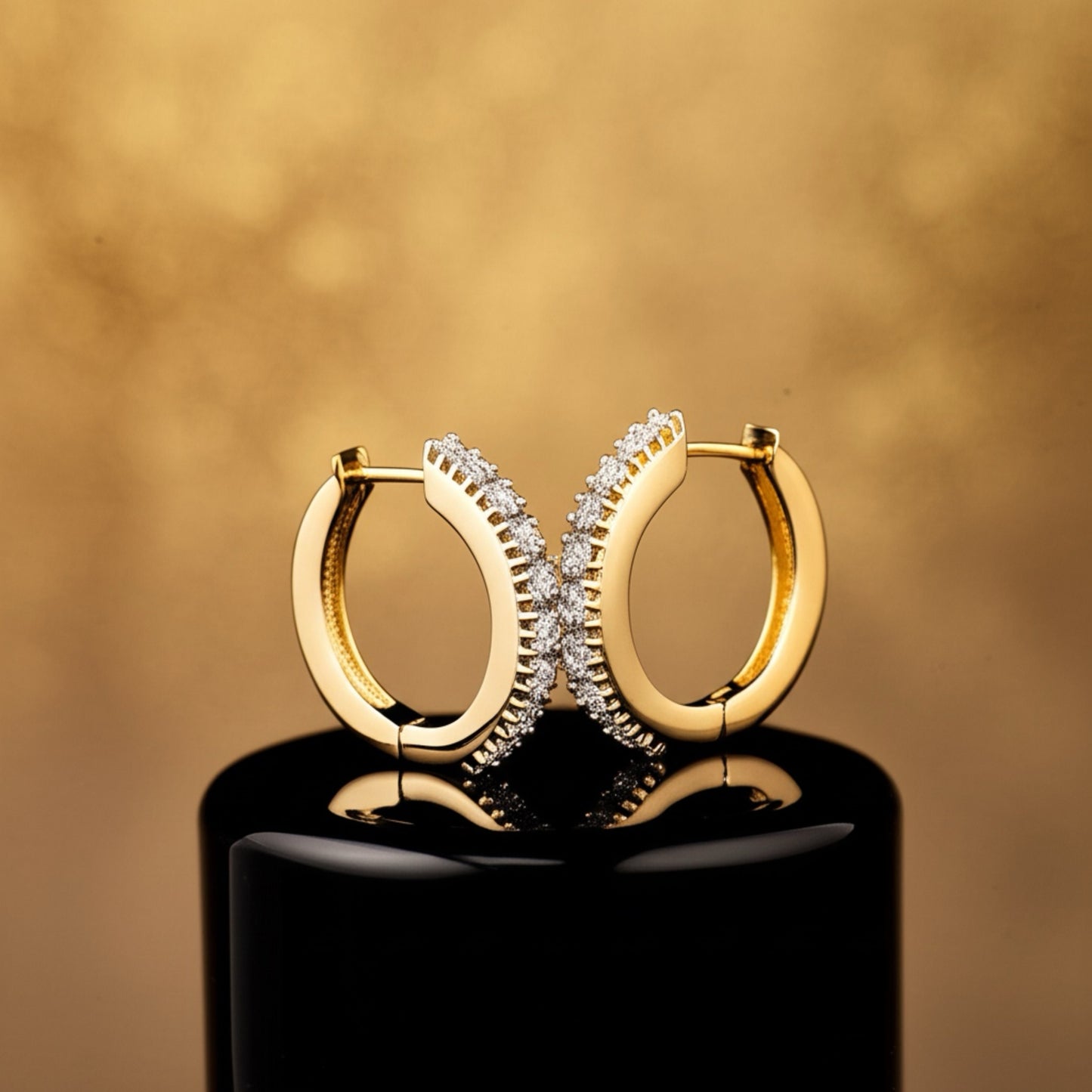 421023 Cz Delicate Earring With 2 Tone Plating