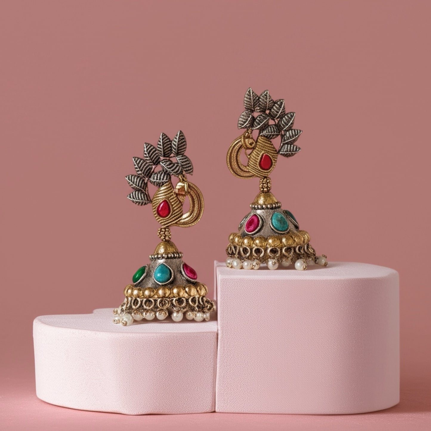 35250 Pretty Precious Fashion Oxidised Silver Stylish Party Wear Earrings for Women and Girls-Multi